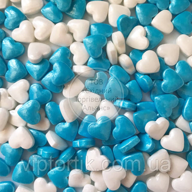 Посипки кондитерські Dr. Gusto - 30 г - Серця маленькі біло-блакитні, фото 1