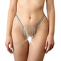 Трусики зі стразовим ланцюгом Art of Sex - Lea, розмір L-2XL, Срібло/Чорний - SO7455
