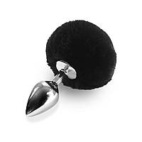 Металева анальна пробка М Art of Sex - Metal Butt plug Rabbit Tail Black, діаметр 3,4 см - SO6961