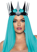 Корона злої королеви Leg Avenue Faux leather spiked crown Black, штучна шкіра, заклепки - SO7950
