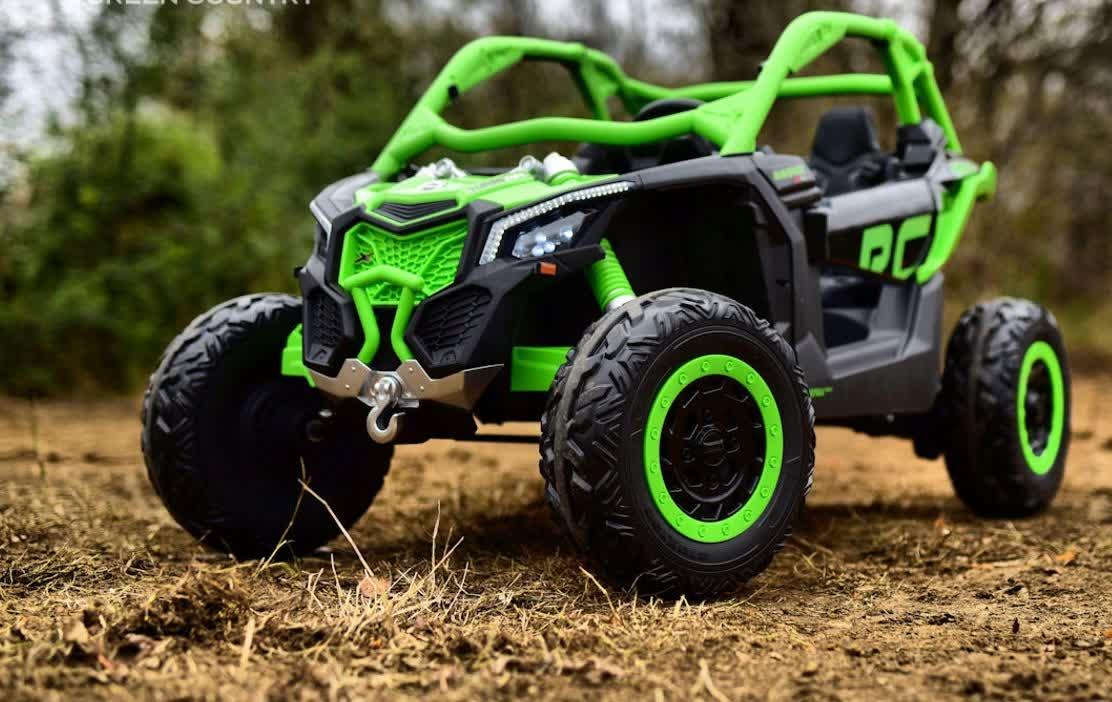 Дитячий електромобіль двомісний Bambi Баггі (2 мотори по 240W, USB, Bluet-MP3) чорно-зелений, фото 1
