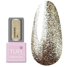 Гель-лак TUFI profi PREMIUM Diamond 04 бронзова парча 8 мл