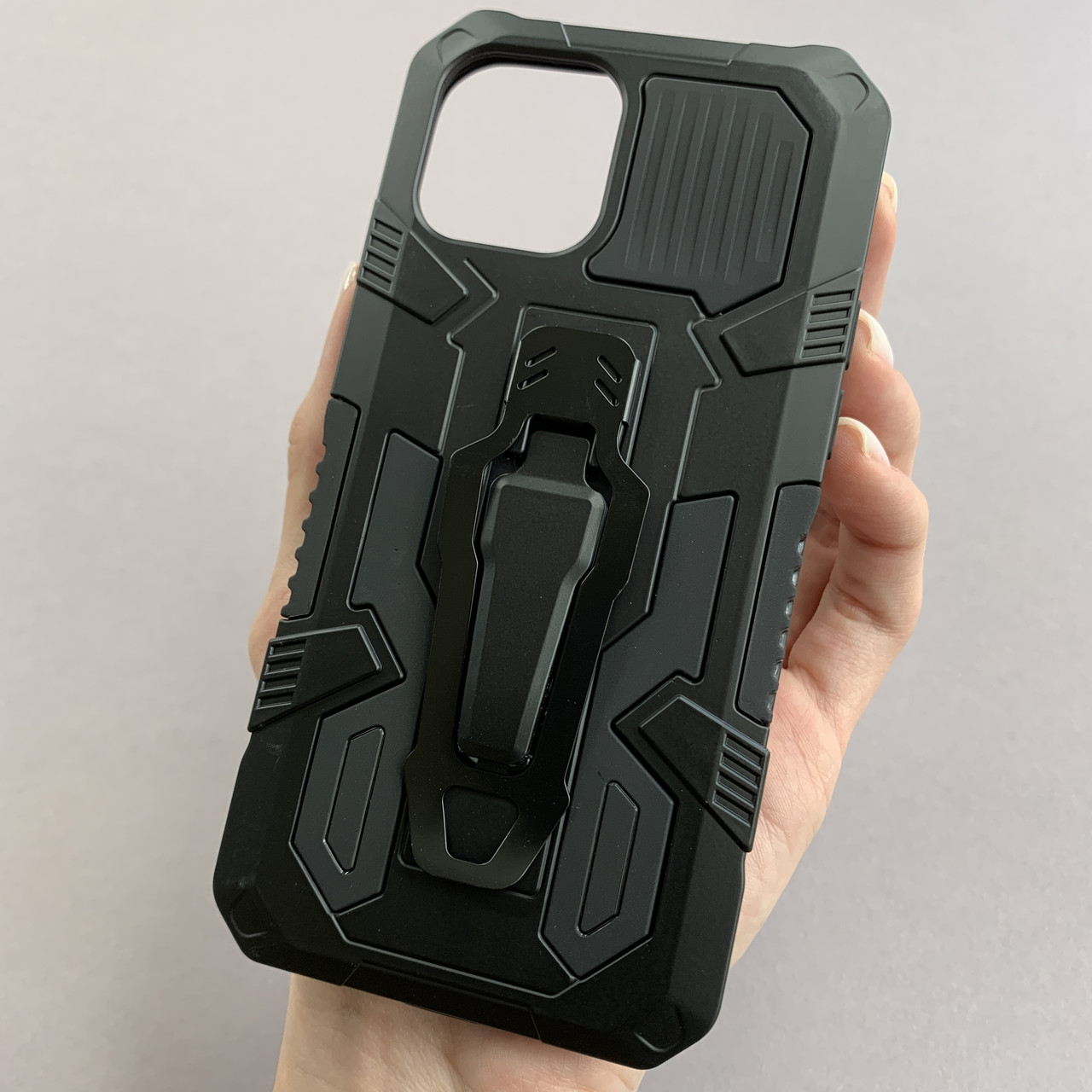 Чохол для iPhone 12 броньований чохол із затискачем на телефон айфон 12 чорний u7e