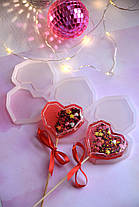 Силіконовий молд для льодяників "Сердечка-брязкальця квадратні"