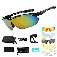 Тактичні окуляри з 5 змінними лінзами / Захисні окуляри балістичні / Спортивні сонцезахисні окуляри