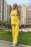 Літній костюм із трикотажу в рубчик для вагітних та годування, жовтий, фото 5