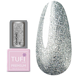 Гель-лак TUFI profi PREMIUM Diamond 05 срібна парча 8 мл
