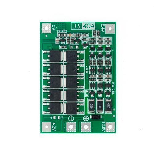 BMS контролер 3S 40А плата заряду захисту 3x Li-ion 18650 з балансиром, струм заряду 20А, захист від короткого замикання