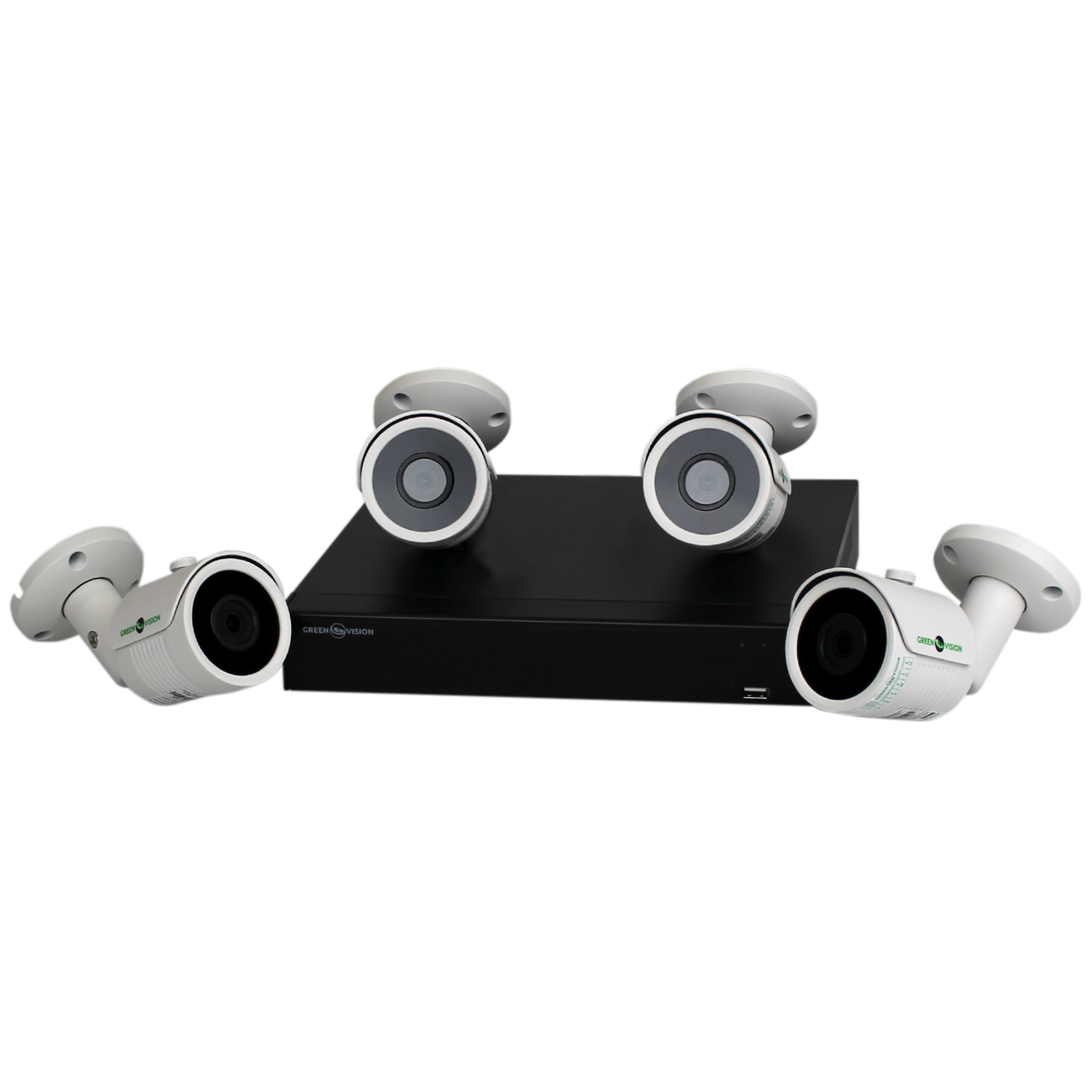 Комплект видеонаблюдения уличный на 4 цилиндрические камеры 1080P Green Vision GV-K-S13/04 - фото 1 - id-p1864602995