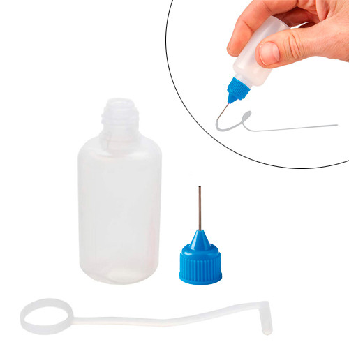 Пляшечка пластикова 5шт 20мл з металевим носиком і кришечкою, для клею та фарб