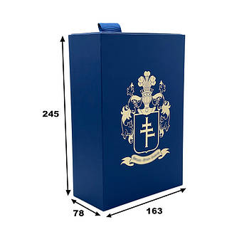 Преміальна коробка для алкоголю з тисненням логотипу 163х245х78 мм