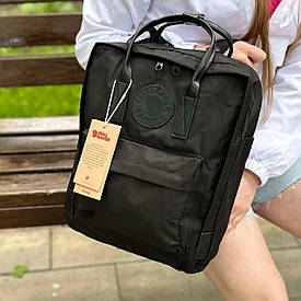 Чорний міський рюкзак Kanken Classic Dark зі шкіряними ручками, канкен-класик. 16 L