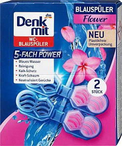 Блок для унітаза Denkmit WC-Reiniger Duftstein Blauspüler Flower Splash, 2 шт