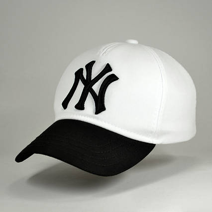 Кепка літня бейсболка чоловіча чорно біла з вишитим 3Д логотипом New York NY