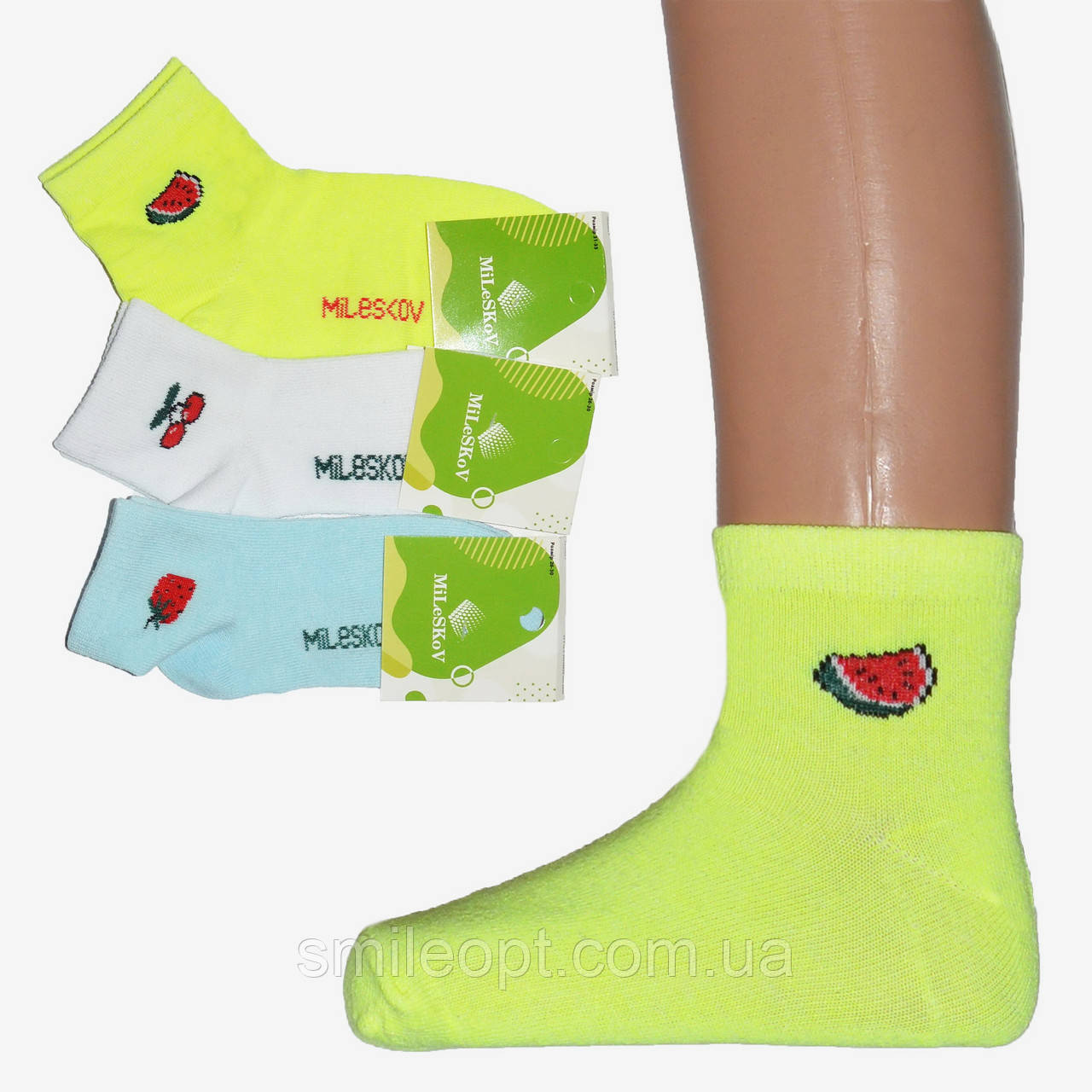Дитячі шкарпетки з фруктами на щиколотці (ND40/06)
