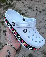 -Женские Тапочки CROC$ Белые Кроксы Шлёпки Сланцы (размеры: 36,37,38,39,40,41)