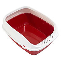 Туалет-лоток Бета Плюс Мини 43*31*16 см Beta Plus Mini пластиковый с рамкой для кошек, цвет красный