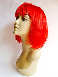 Карнавальна перука каре червоного кольору, 28 см