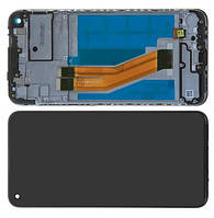 Дисплей Samsung A115 Galaxy A11 модуль в сборе с тачскрином, черный, с рамкой, Original (пер. стекло)