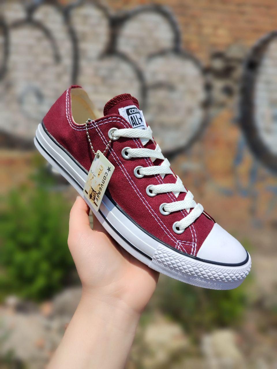 Кеди Converse All Star MARRON КОТОН Темно Бордові кеди конверси низькі ТЕКСТИЛЬНІ чоловічі літні