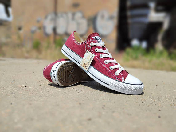 Кеди Converse All Star MARRON КОТОН Темно-рожеві кеди конверси низькі ТЕКСТИЛЬНІ літні чоловічі, фото 1