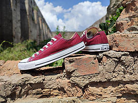 Кеди Converse All Star MARRON КОТОН Темно-рожеві кеди конверси низькі ТЕКСТИЛЬНІ літні чоловічі, фото 5