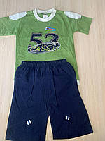 Комплект для мальчика Капри хлопок,футболка трикотаж Зеленый 86 рост( 2года)