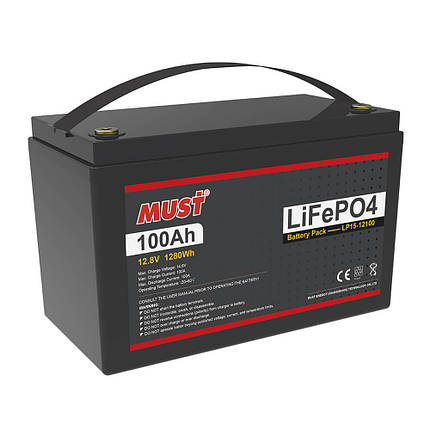 Акумуляторна батарея MUST LiFePO4 LP1500-12100 12 V 100 Ah, фото 2