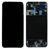 Дисплей Samsung A205 Galaxy A20 модуль в сборе с тачскрином, черный, с рамкой, Original (PRC)