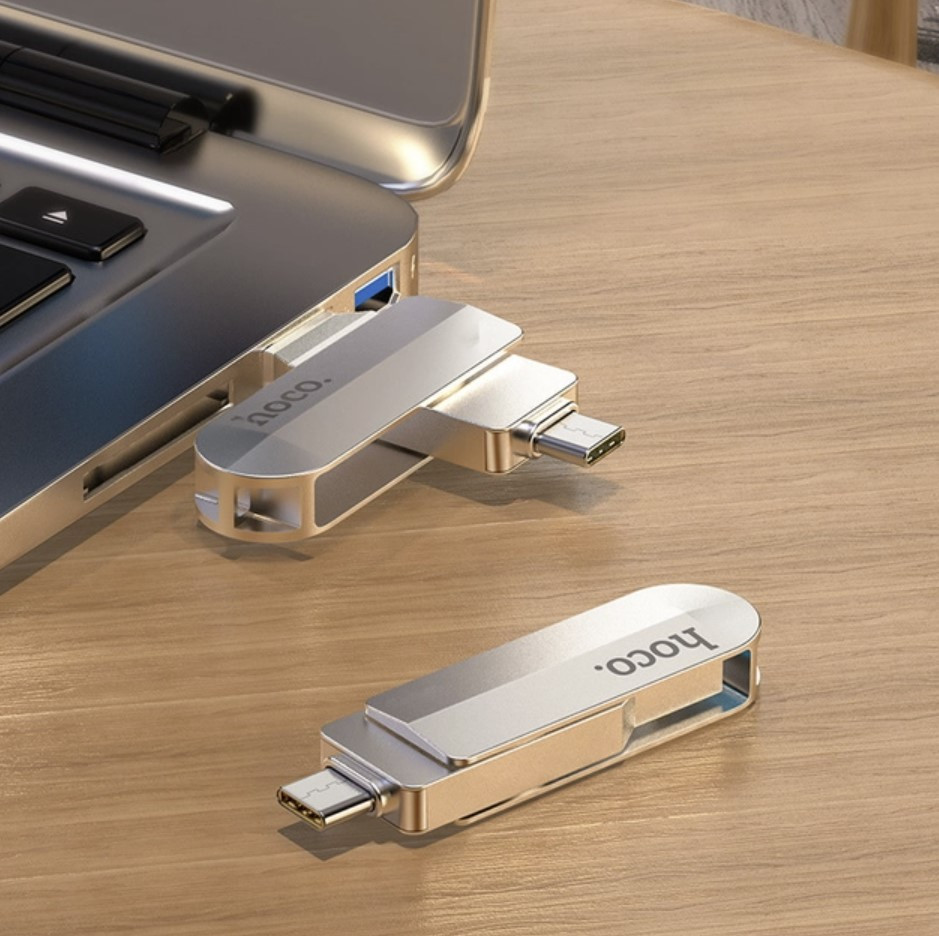 USB флеш-накопичувач Hoco UD10 USB3.0 Type C/Type A 32GB (Сталевий)