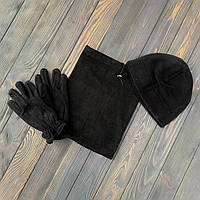 Комплект ЗИМА 3в1  шапка+рукавиці+бафф чорний
