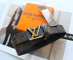 Жіночий шкіряний ремінь Louis Vuitton коричневий