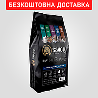 Сухой корм SAVORY для кошек свежий лосось и белая рыба, 8кг