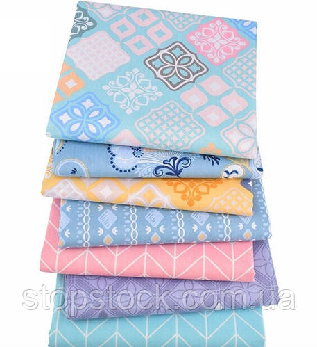 Набор ткани для пэчворка, рукоделия с восточным орнаментом пастельных ...