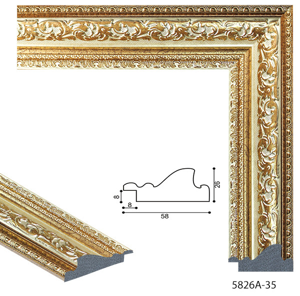 Золотиста з патиною багетна рама для дзеркала Золотиста з патиною багетна рама для дзеркала