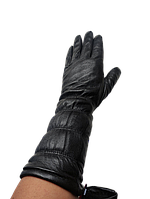Жіночі подовжені шкіряні рукавички Paidi чорні