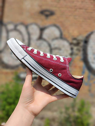 45 р Конверси Converse All Star MARRON Темно Бордові кеди літні чоловічі жіночі унісекс, фото 5