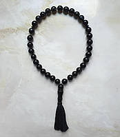 Чотки 100% натуральний чорний агат (не прес) 10 мм на 33 намистини