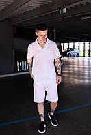 Комплект мужской летний Рубашка с коротким рукавом + Шорты Blade белый | Костюм хлопковый легкий на лето
