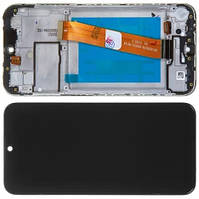 Дисплей Samsung A015 Galaxy A01M (2020) модуль в сборе с тачскрином, черный, с рамкой, Original с широким кон.