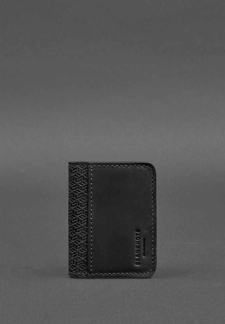 Чоловіча шкіряна обкладинка для ID-паспорта і водійських прав 4.0 Карбон чорна