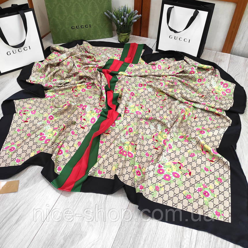 Хустка Gucci шовкова з ручною підшивкою, фото 1