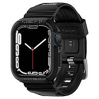 Чехол и ремешок Spigen для Apple Watch 7 / SE / 6 / 5 / 4 (45/44) Rugged Armor Pro 2 in 1, Black (062CS25324)