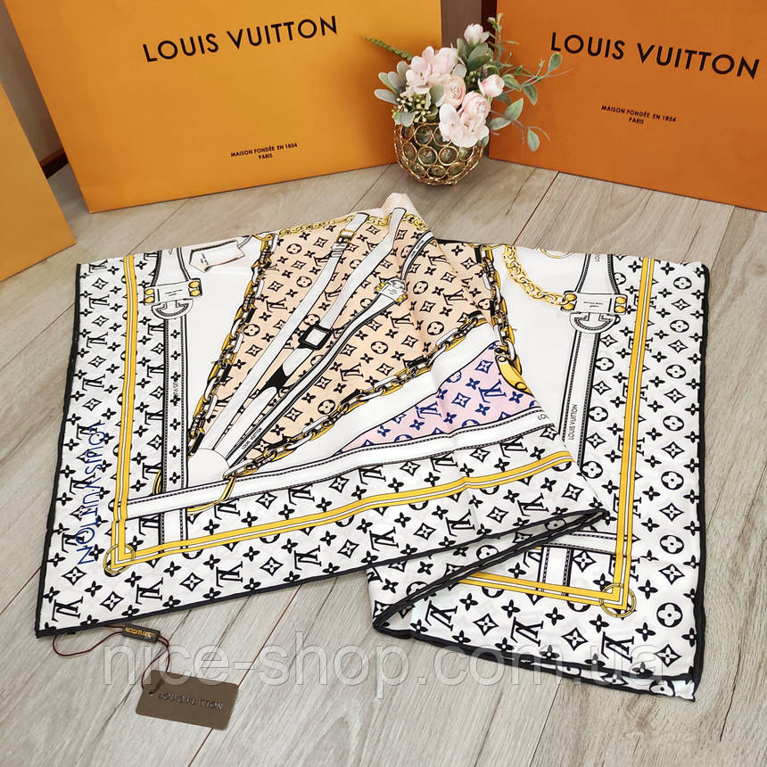 Хустка Louis Vuitton шовкова з ручною підшивкою, фото 1