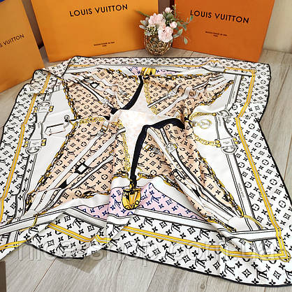 Хустка Louis Vuitton шовкова з ручною підшивкою, фото 6