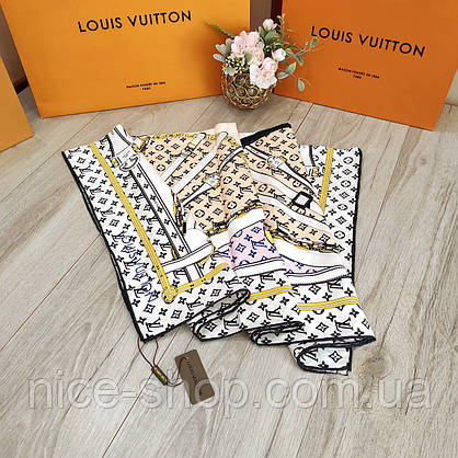 Хустка Louis Vuitton шовкова з ручною підшивкою, фото 5
