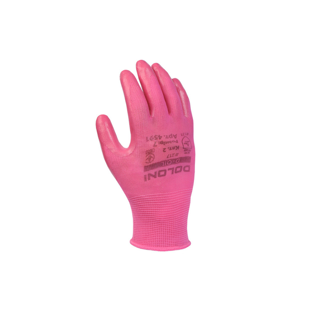Рукавички робочі нейлон нітрилові Doloni (рожеві), 7 розмір, арт. 4591