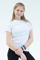 Футболка для дівчинки білого кольору класичного крою р. 104-170