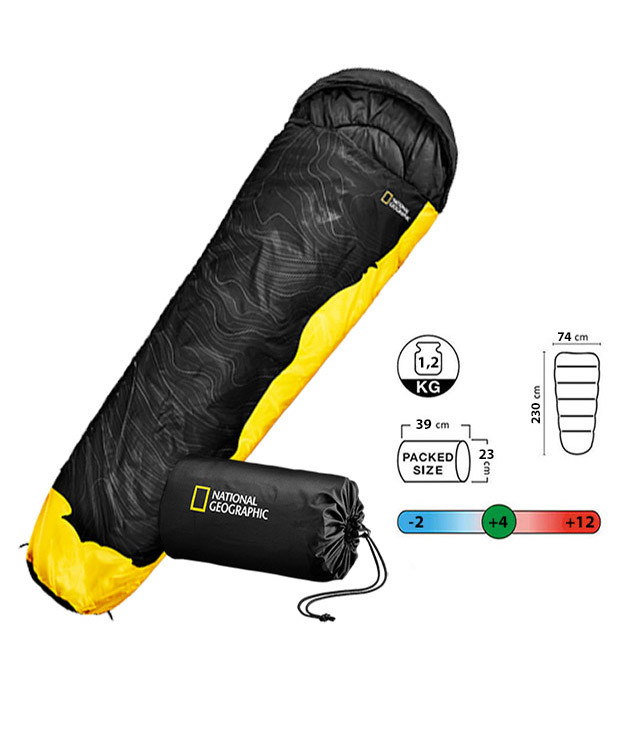 Спальний мішок National Geographic Sleeping Bag 230 x 74 cм Black/Yellow
