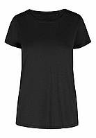 Женская базовая футболка - хлопковая, черная Volcano XXL